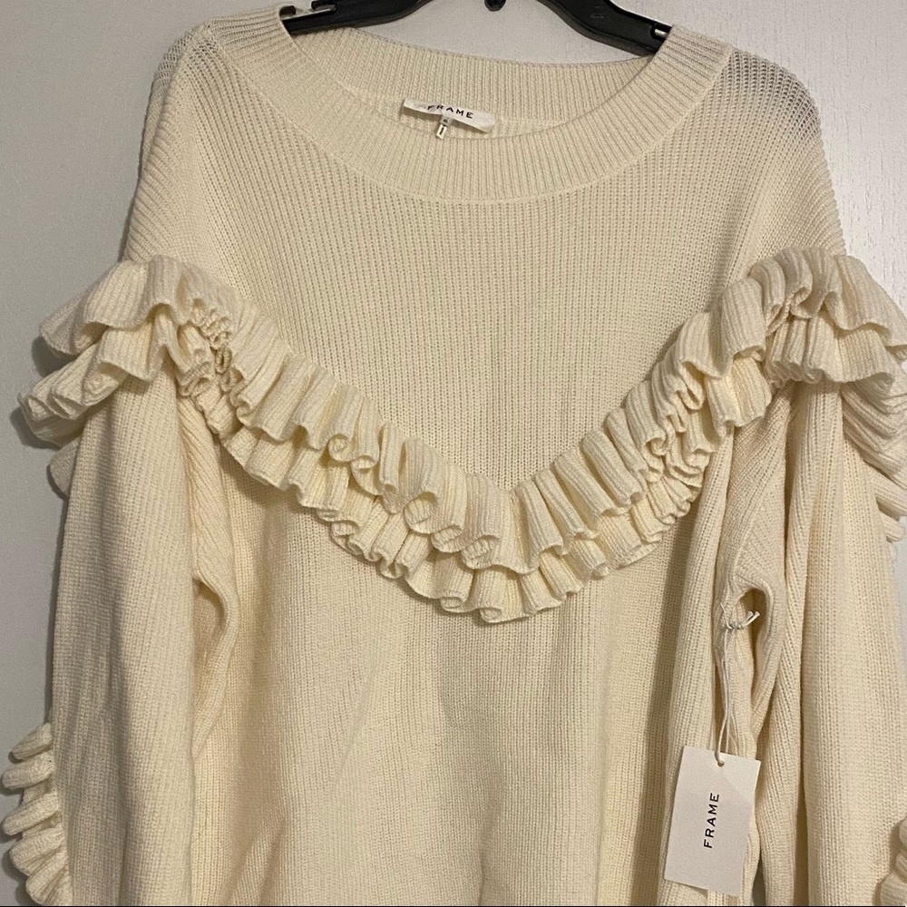 Frame Denim White Ruffle Sweater - Picture 7 of 7